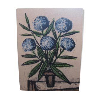Table hydrangeas vintage wool 1970