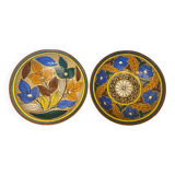 Pair of antique safi moroccan glazed terracotta dishes from the 50s