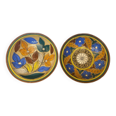 Paire de plat ancien safi terre cuite émaillée marocain années 50 vint