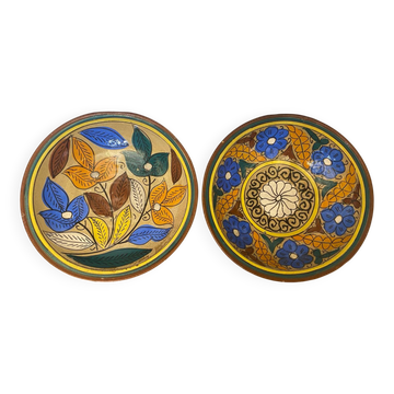 Pair of antique safi moroccan glazed terracotta dishes from the 50s