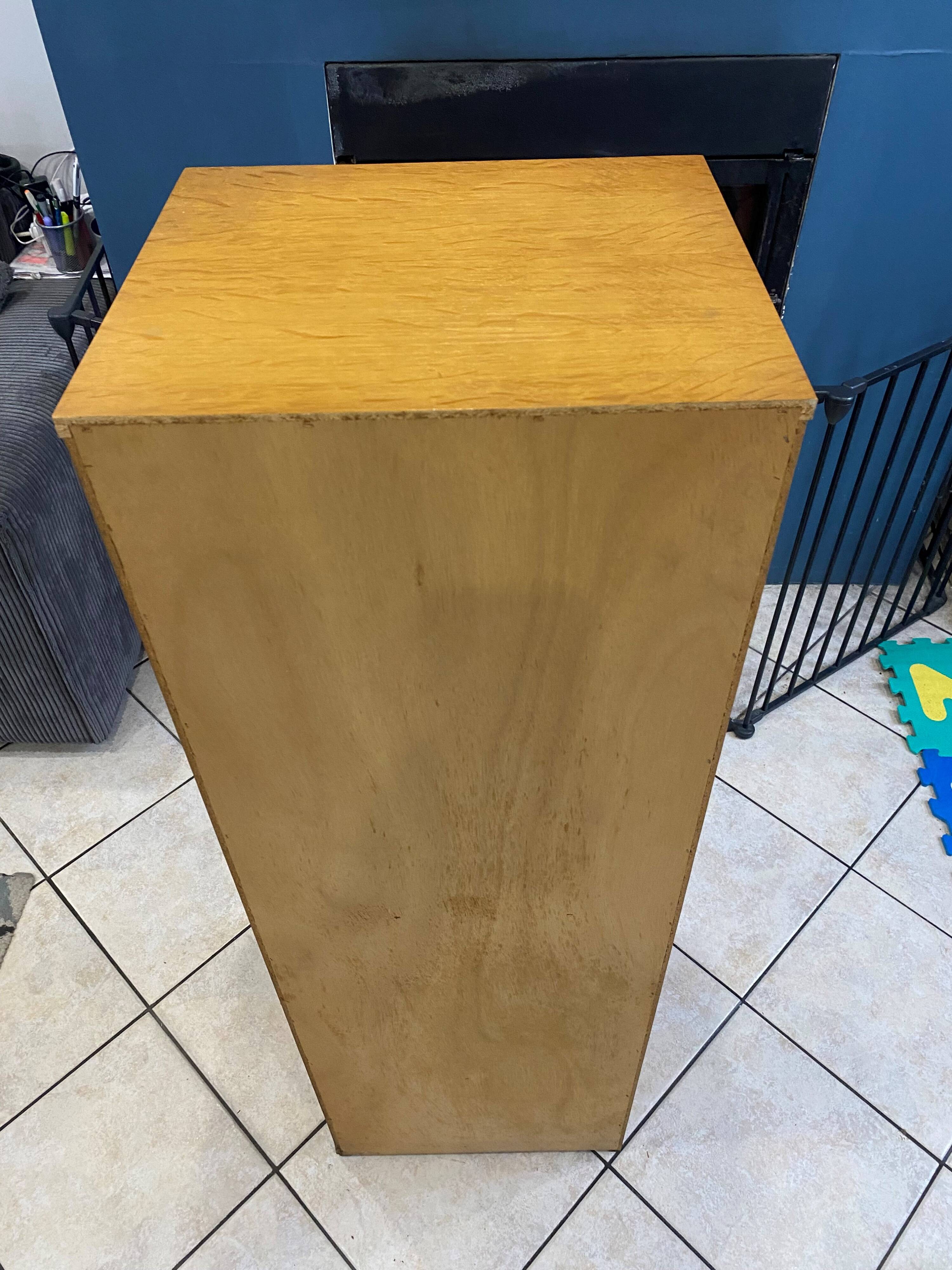 1960s office filing cabinet with curtains