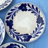 Assiettes à dessert  anciennes Luneville fleurs bleu cobalt