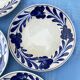 Antique dessert plates Luneville cobalt blue flowers