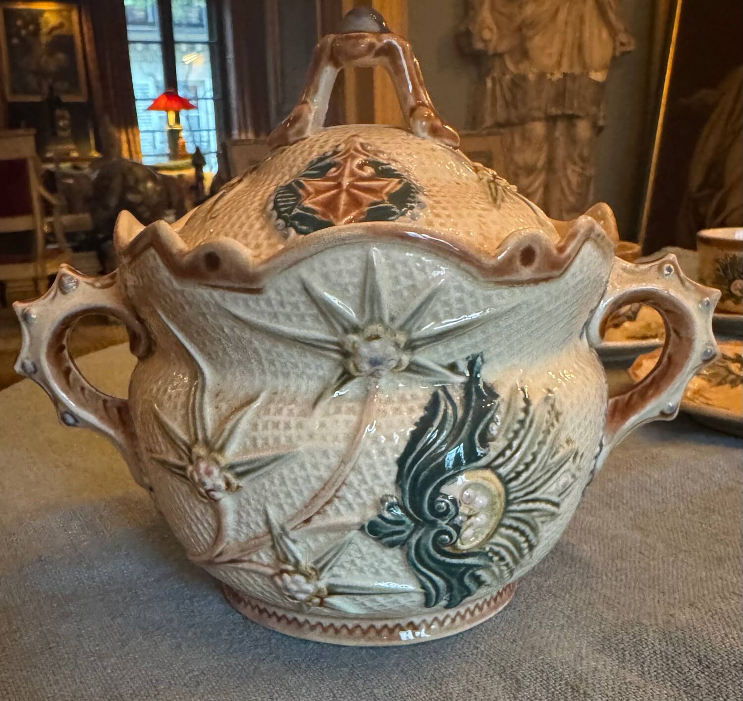 Wasmuel barbotine coffee and dessert plate service, late 19th century (19th century)