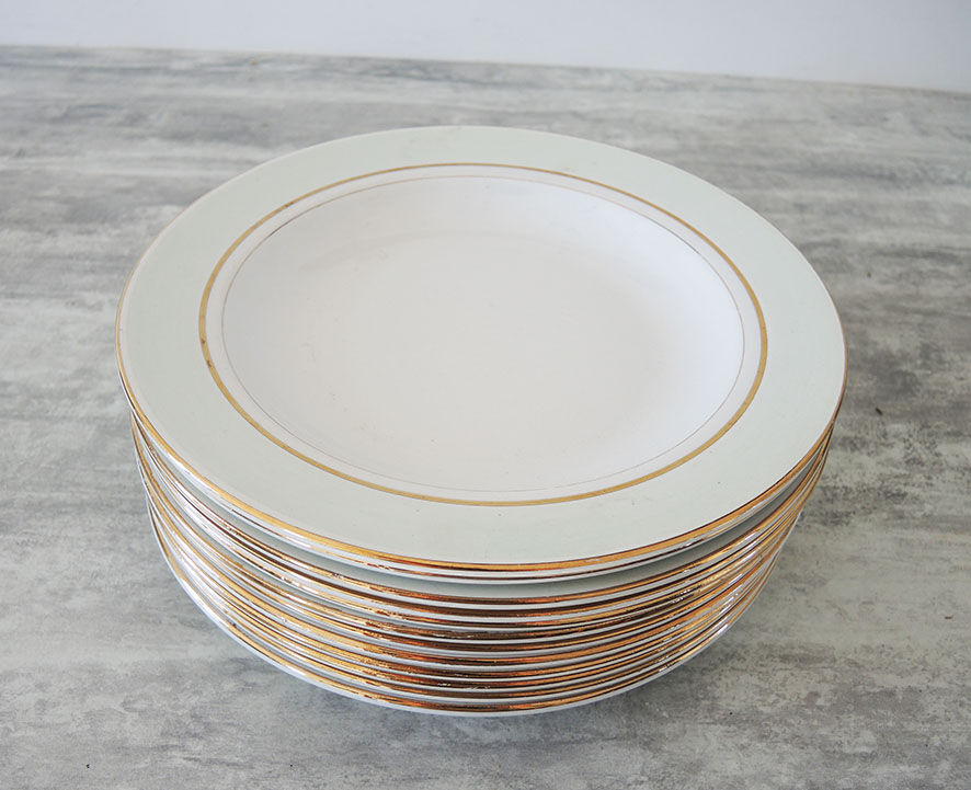10 old dessert plates in opaque porcelain SA