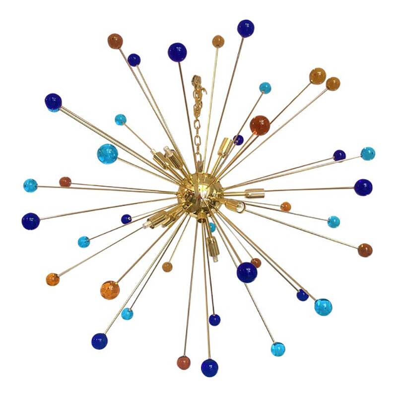 Contemporary Multicolor “Star” Murano Glass Sputnik Chandelier
