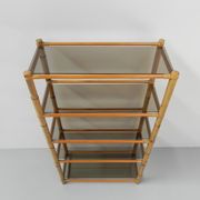 Vitrine en bambou avec 5 étagères en verre fumé