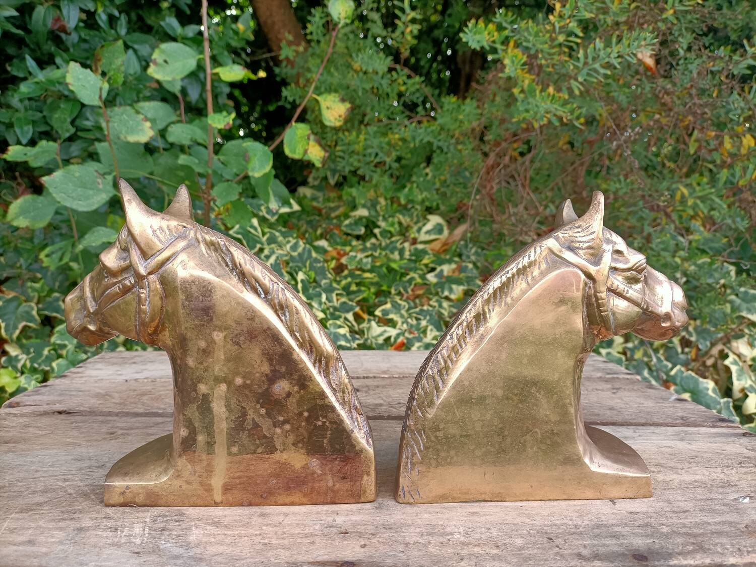 Serres Livres Laiton Cheval Vintage