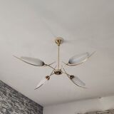 Lustre en laiton vintage de la maison Lunel 1950