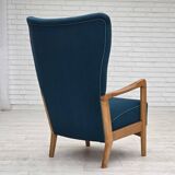 Fauteuil danois des années 1970 par Fritz Hansen, en laine de mobilier, bois de hêtre.