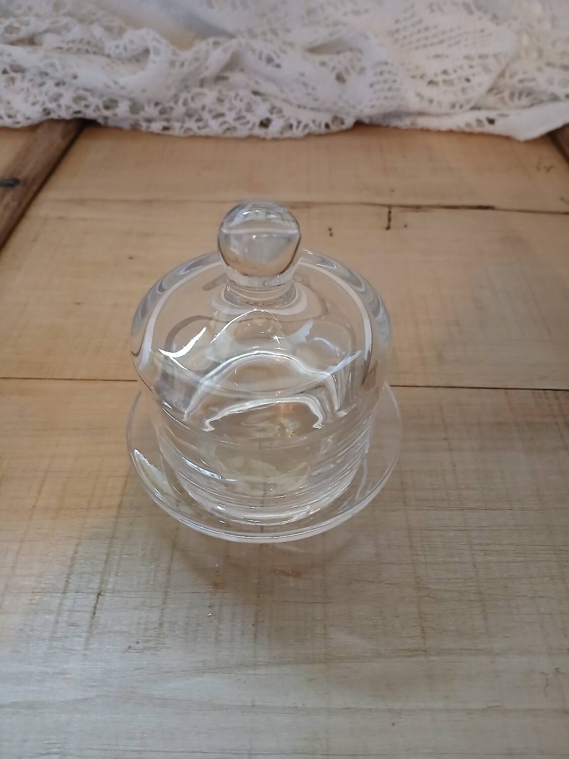 Individual glass butter dish