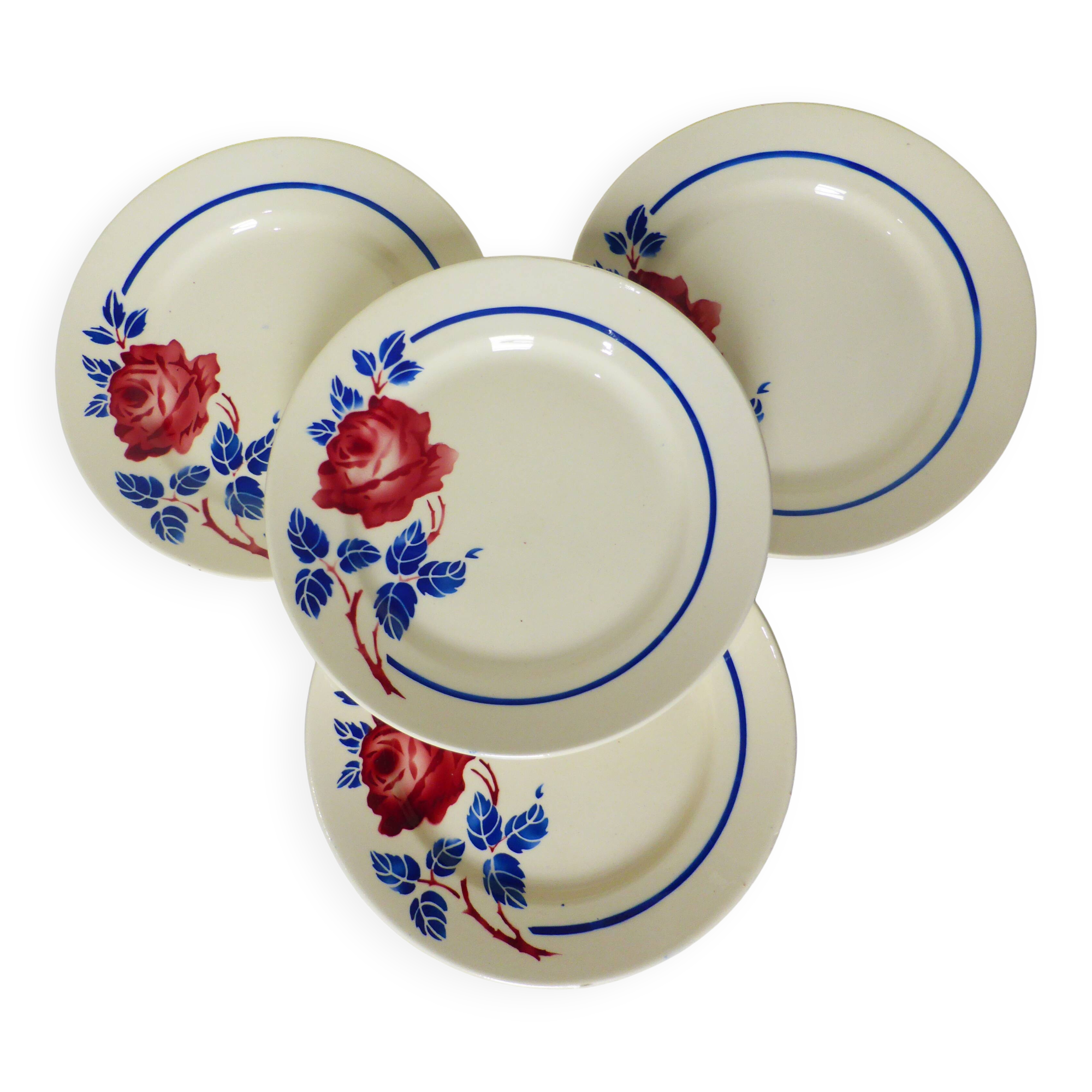 4 vintage K&G Luneville dessert plates, Chantal model 221014