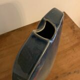 Yves Mohy grey porcelain blue lens vase for Virebent 1970