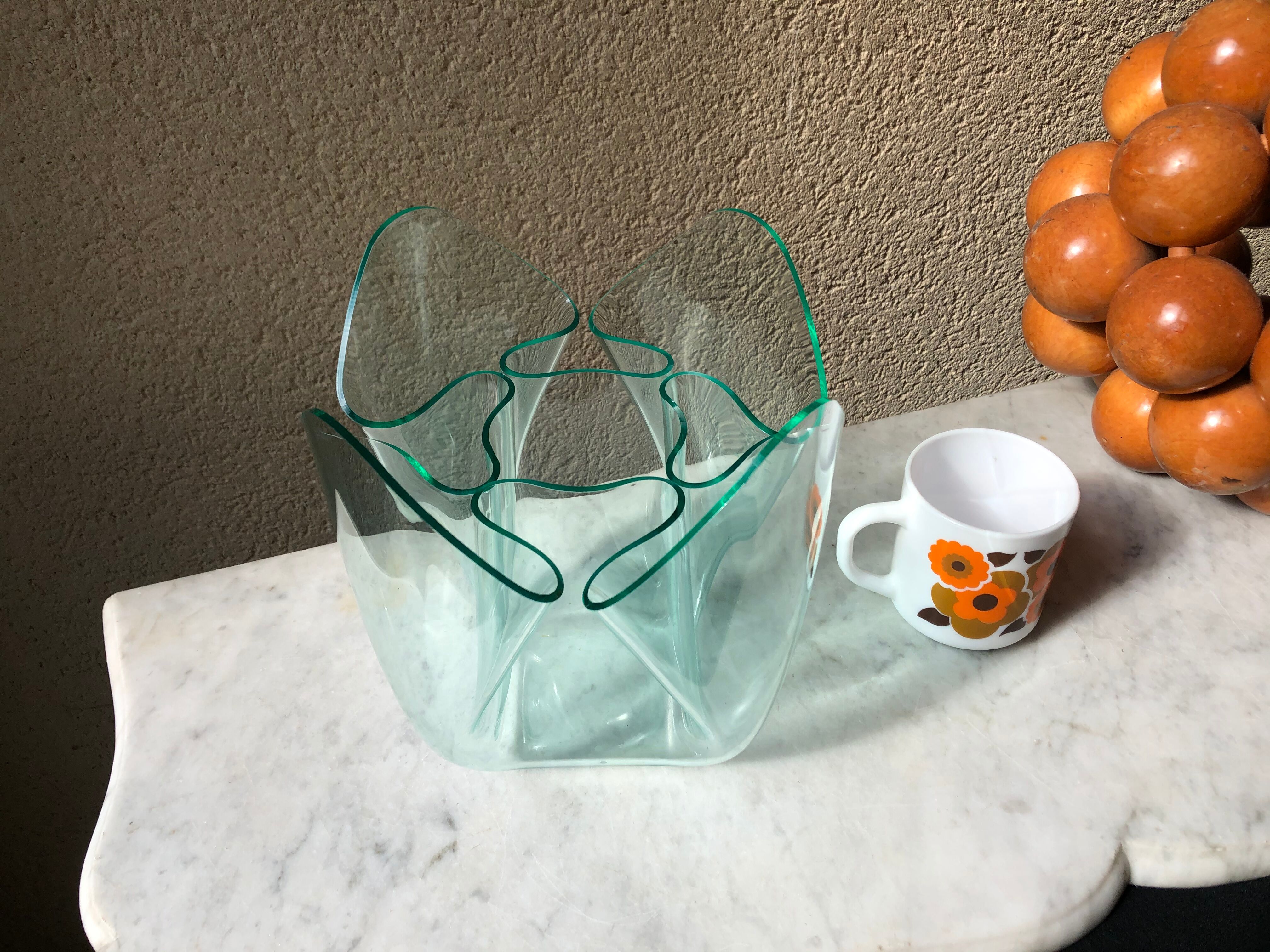 Italian handkerchief vase PMMA thermoformed edition iguzzini design Pietro Chiesa vintage 70
