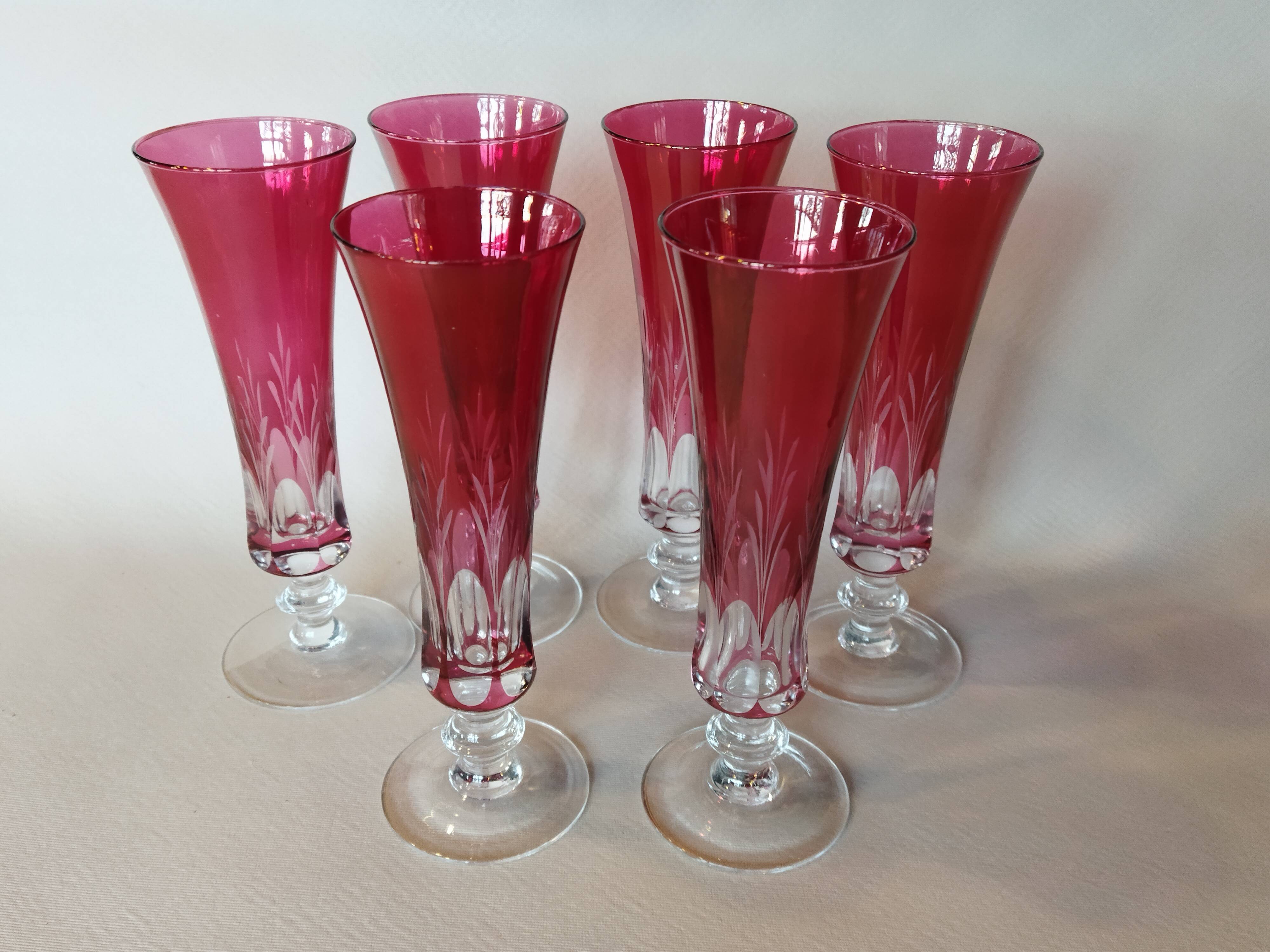 6 vintage champagne flutes