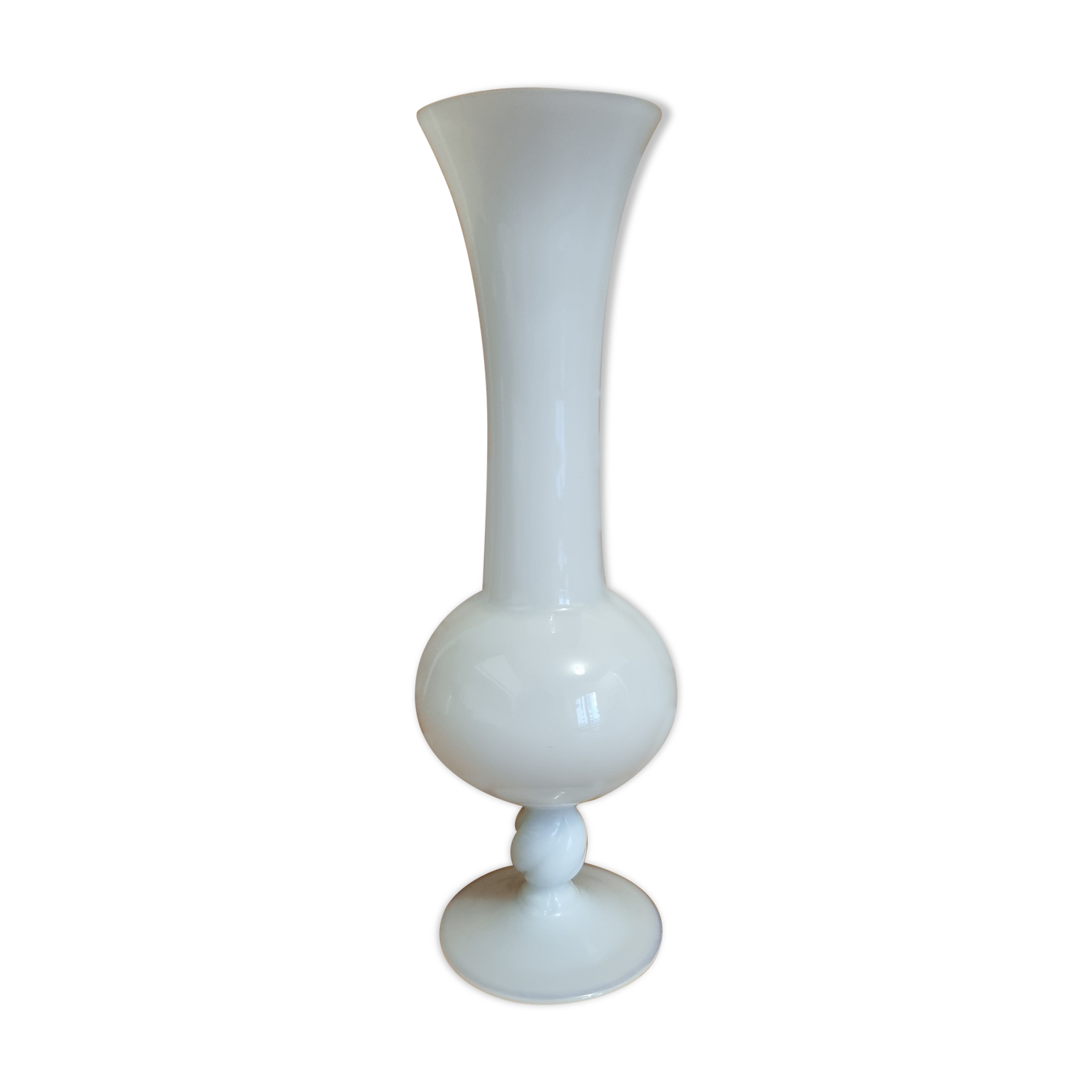 Vase vintage en opaline blanche 23 cm