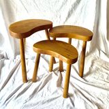 Trio of solid wood "bean" coffee tables