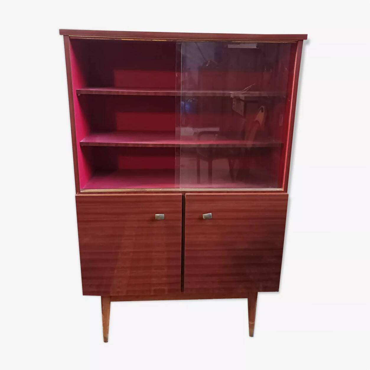 Mahogany veneer display cabinet 1960
