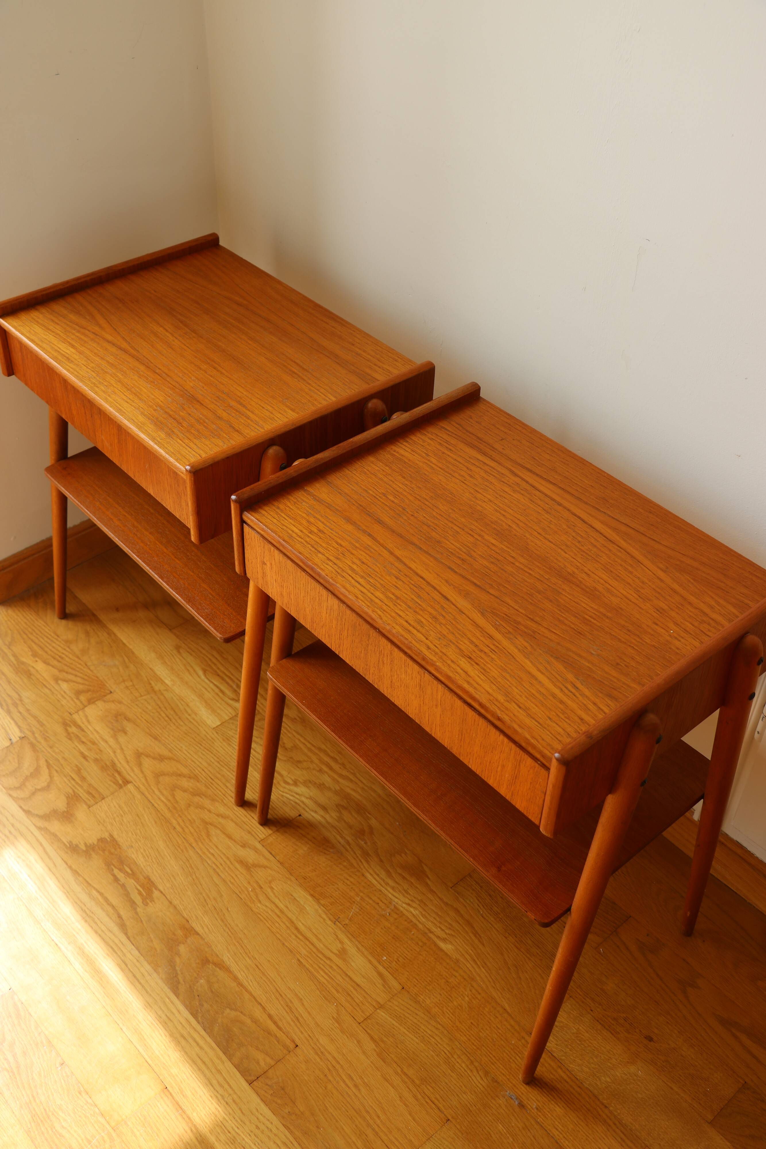 Pair of teak bedside tables, Carlström Möbelfabrik, Sweden 1960