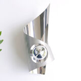 Pairs of chrome aluminum wall sconces, early 1970s