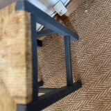 Vintage straw and wood stool