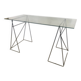 Glass trestle desk