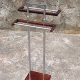 chrome and wood towel rack