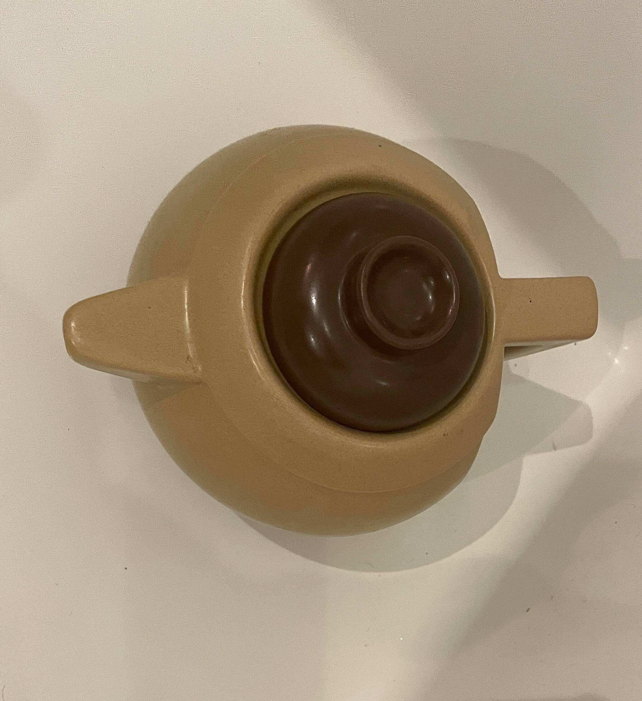 Théière / cafetière vintage en grès – Design moderniste années 70 –