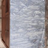 Walnut and grey marble bedside table