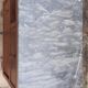 Walnut and grey marble bedside table