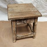 Small teak stool with 1 drawer