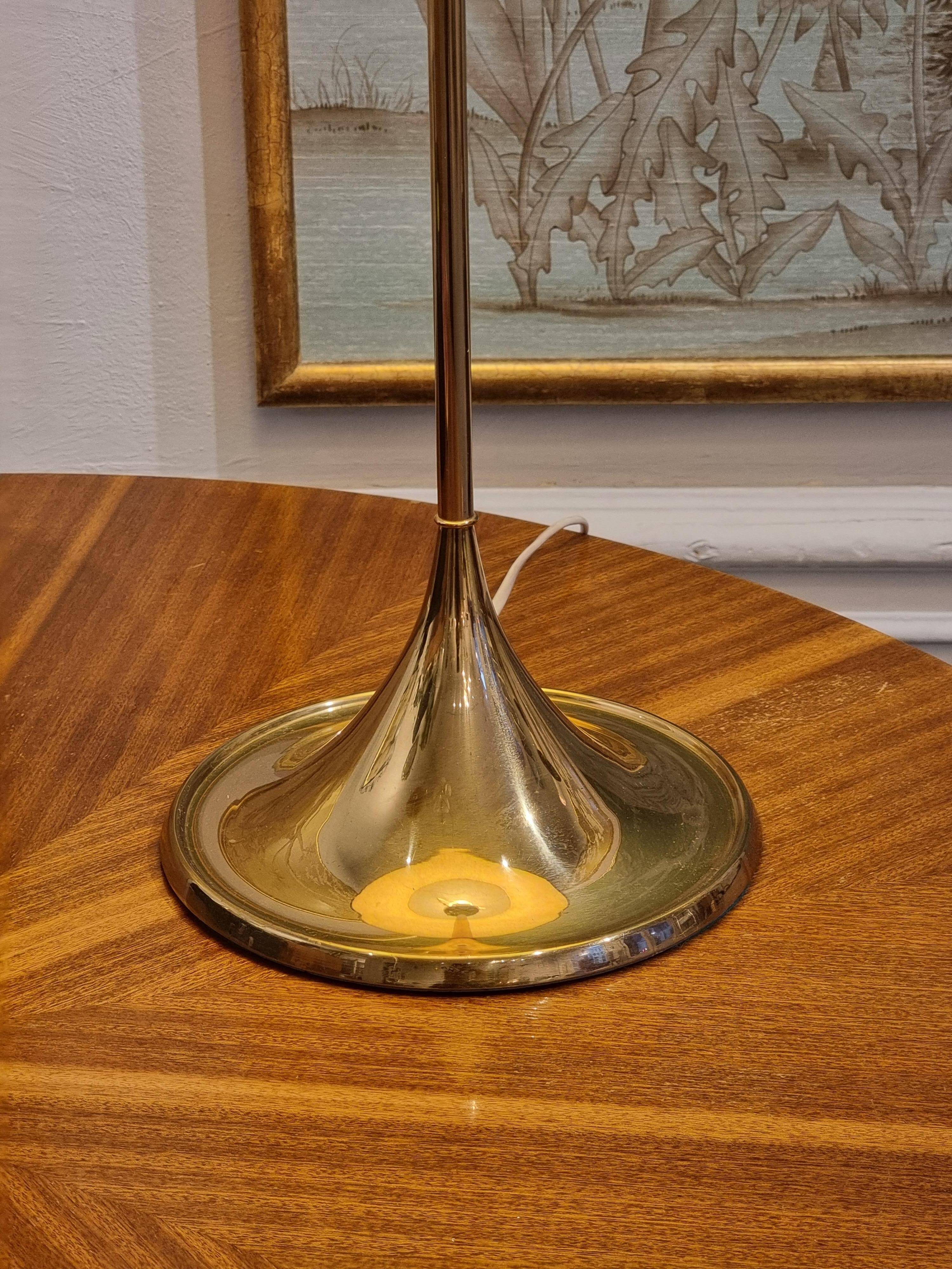 Bergboms brass table lamp, original shade, model B-024, Scandinavian Modern 1960s