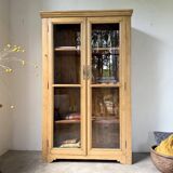 Glass cabinet or display case in pine 1950
