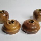 Set of 4 Myrtle Wood Candle Holders with Brass Inserts, Made in Port Orford, Oregon