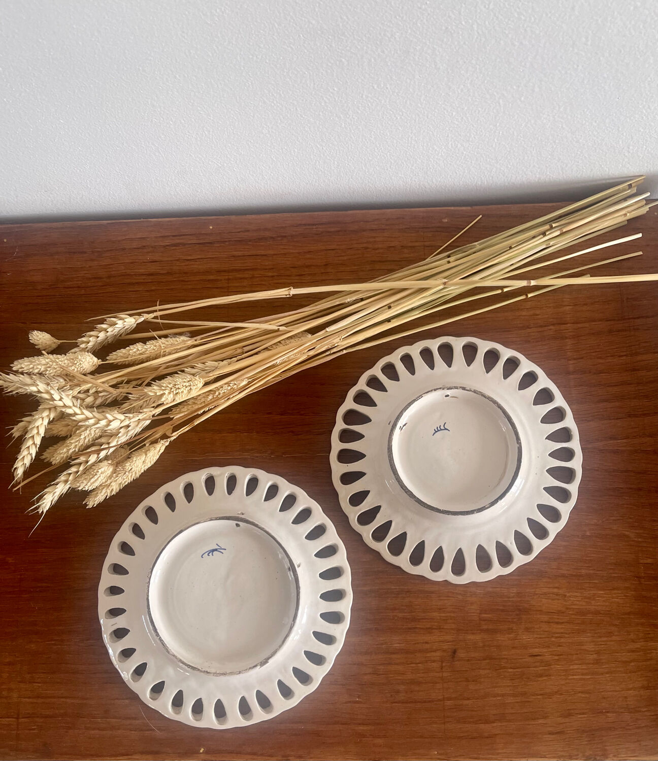 Pair of Rouen earthenware plates