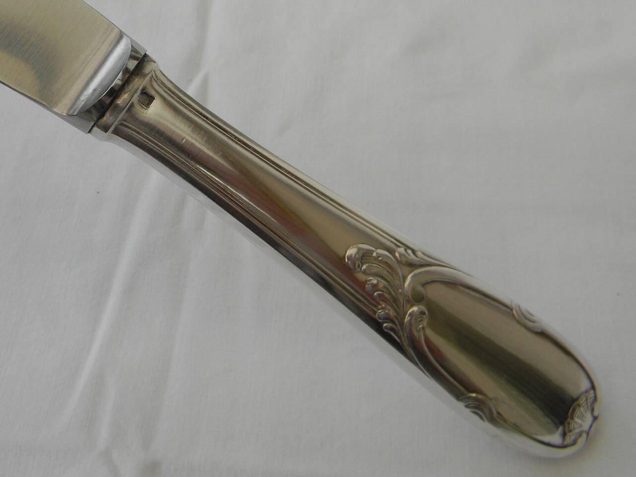Set of 12 knives silver metal handle stainless steel blade G. VIVIER.