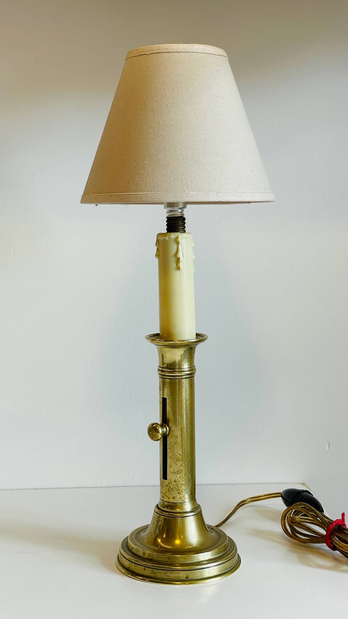 Vintage Solid Brass Candlestick Lamp