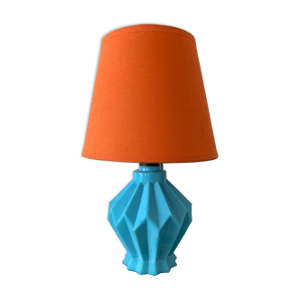 Old pleated blue opaline table lamp