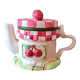 Théière en barbotine motifs cerises