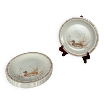 Set of 6 Vintage Churchill England Dessert Plates – Duck Motif