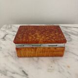 Vintage box in orange alabaster and chrome metal, Italy 1970s