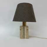 Travertine table lamp with golden details, 1970’s