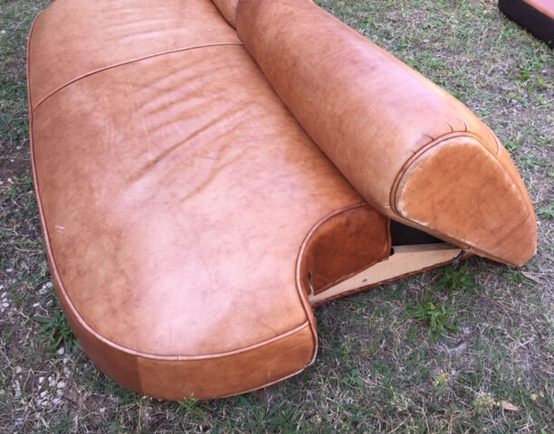 Club sofa in light brown cowhide leather