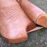 Club sofa in light brown cowhide leather