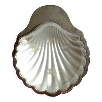 Silver-plated metal shell butter dish (Vulcain goldsmith)