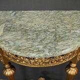 Small Half-Moon Console in Marble and Gilded Wood, Louis XVI Style – 20th Century