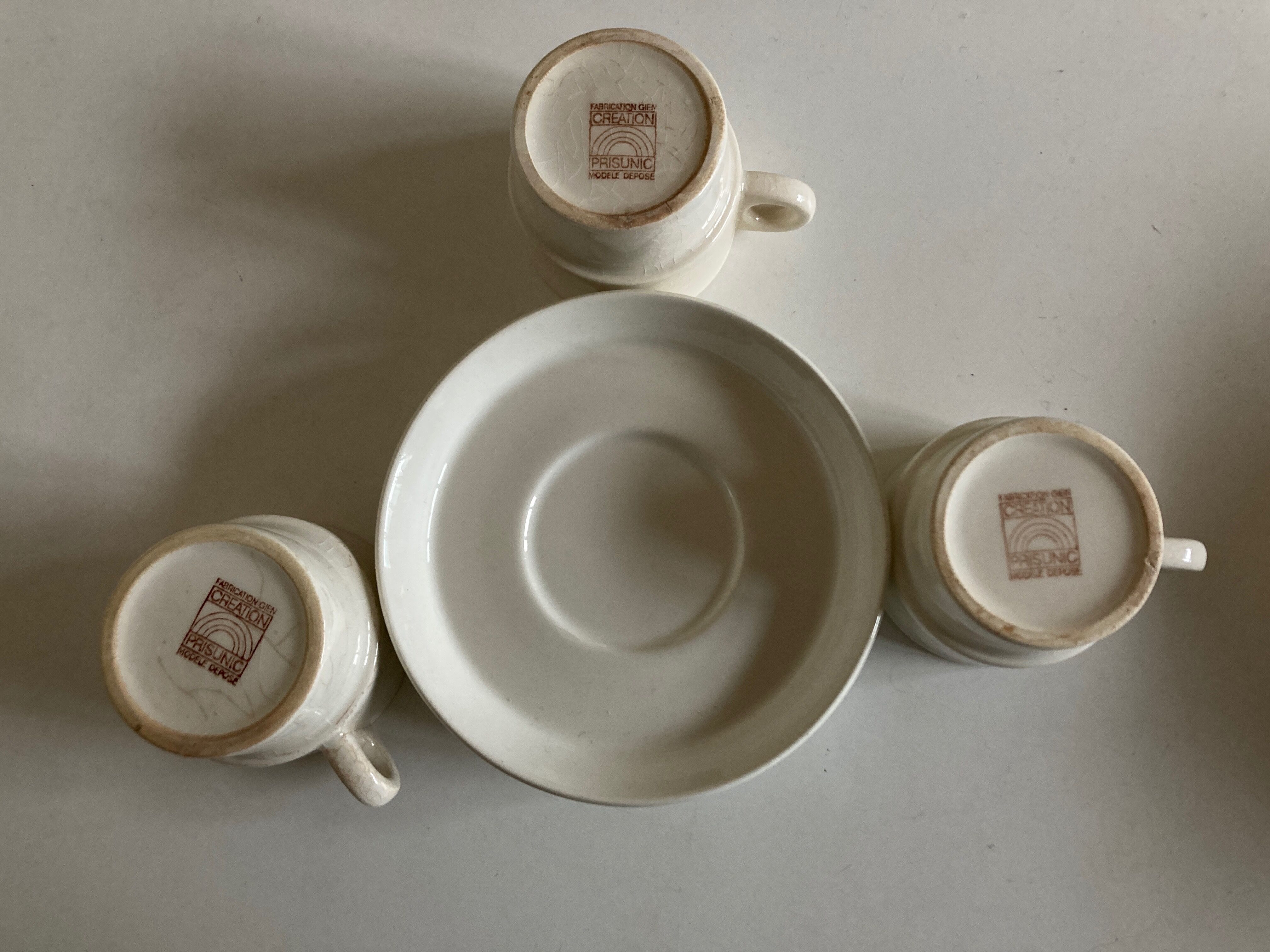Set 3 cups Creations Prisunic design 1970 Faience de Gien