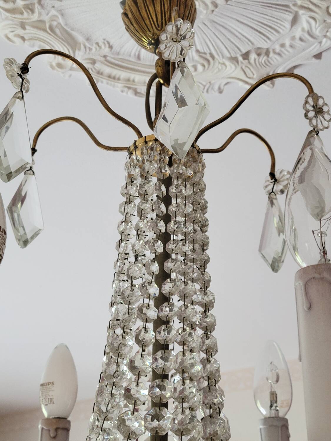 6-light hot air balloon chandelier with crystal pendants, late 19th century