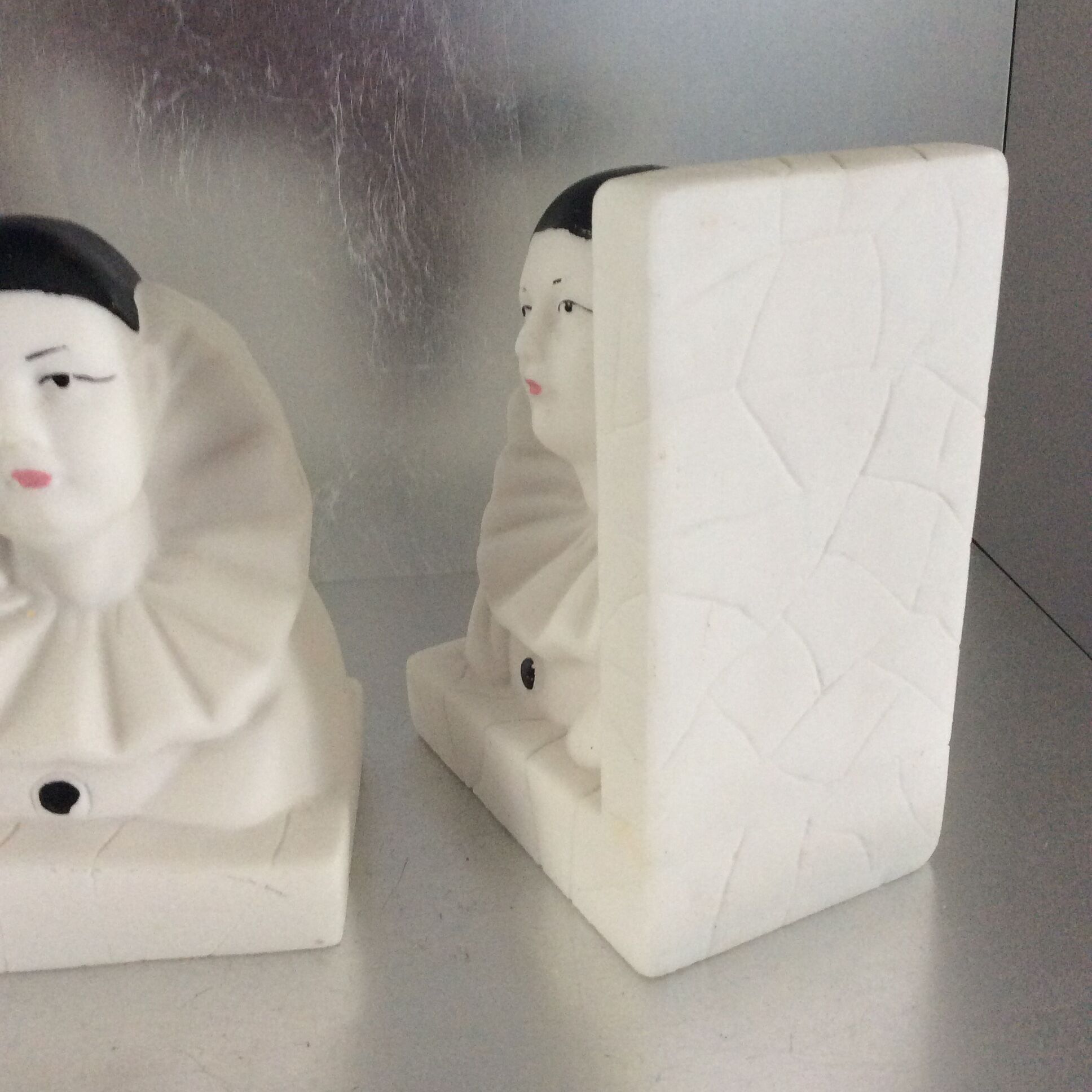 Pair of Pierrot bookends from the 70s-80s