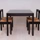 Vintage dining set, 4 chairs, extendable dining table, rope seating, 1970s